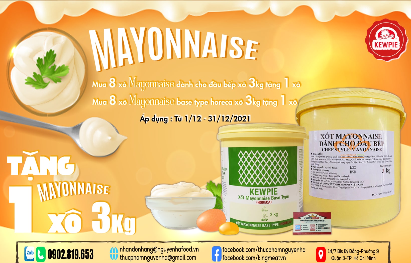 Flash Sale Cuối Năm Tặng 1 Xô Mayonnaise 3kg Khi Order Xốt Kewpie tại Nguyên Hà Food Nguyên Hà